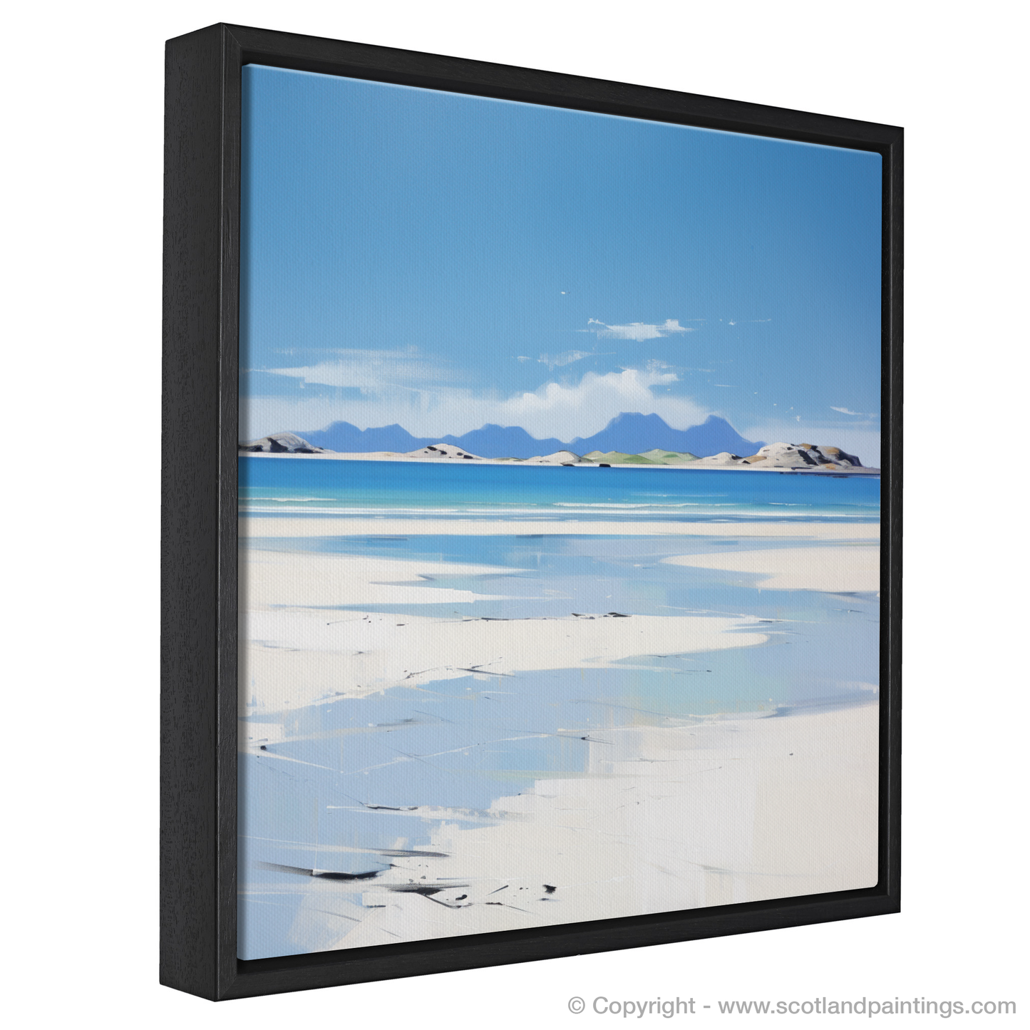 Painting and Art Print of Camusdarach Beach, Arisaig entitled "Camusdarach Tranquility: A Minimalist Ode to Scottish Shores".