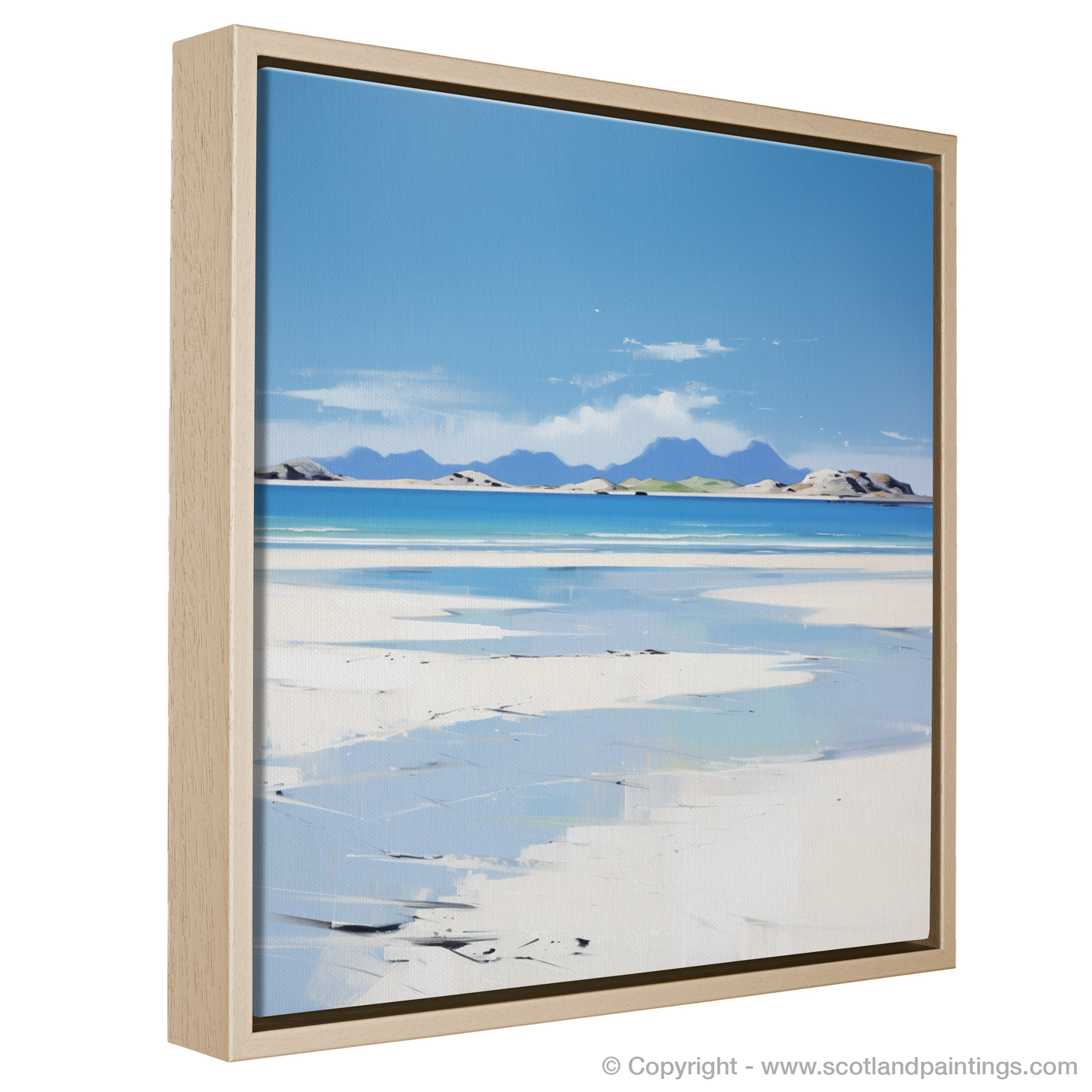 Painting and Art Print of Camusdarach Beach, Arisaig entitled "Camusdarach Tranquility: A Minimalist Ode to Scottish Shores".