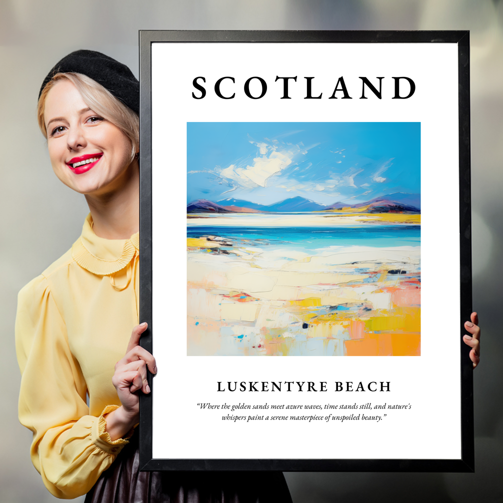 Person holding a poster of Luskentyre Beach