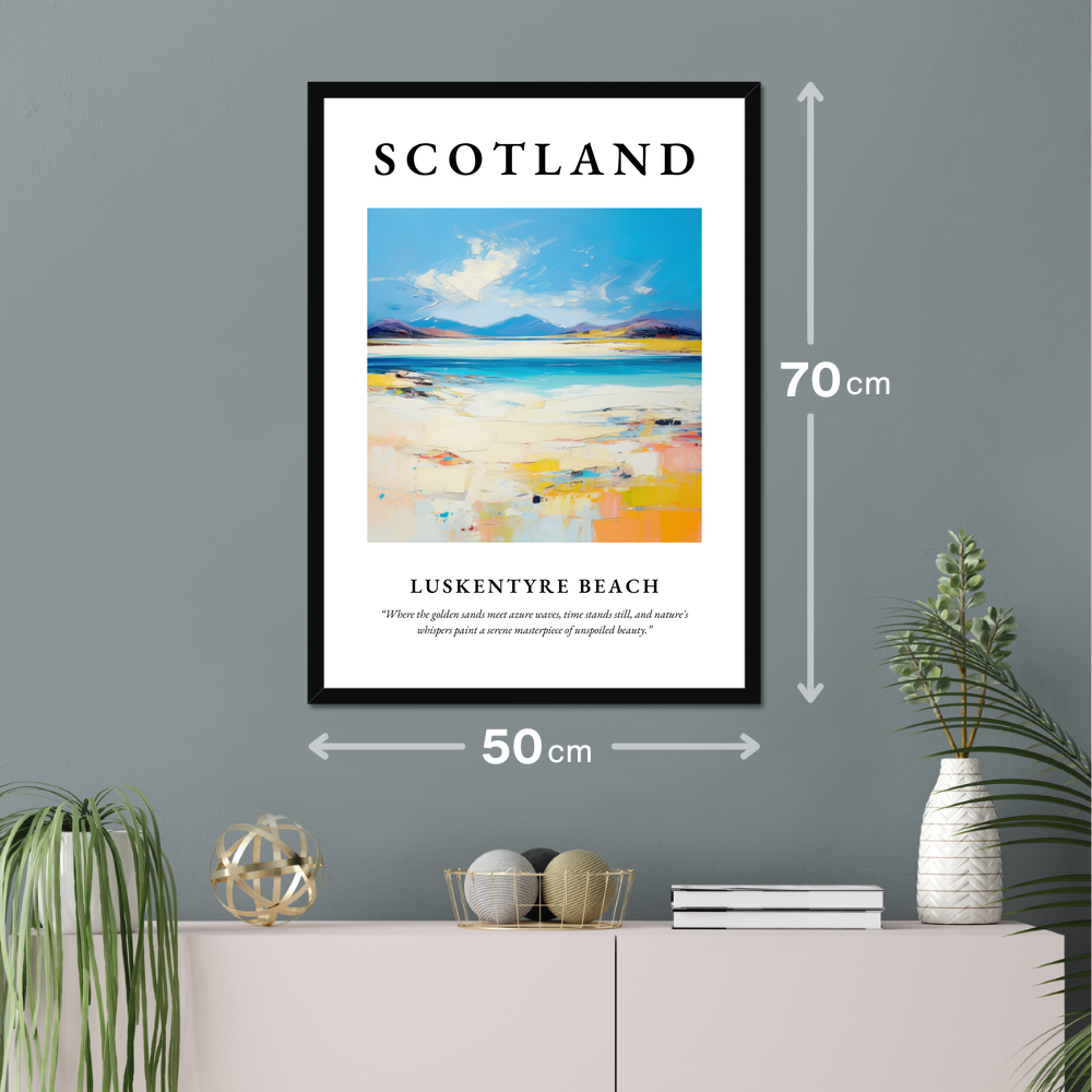 Poster of Luskentyre Beach hanging on a wall