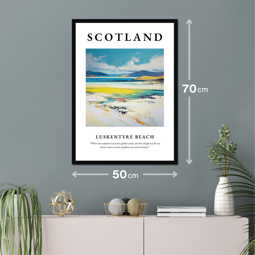 Poster of Luskentyre Beach hanging on a wall