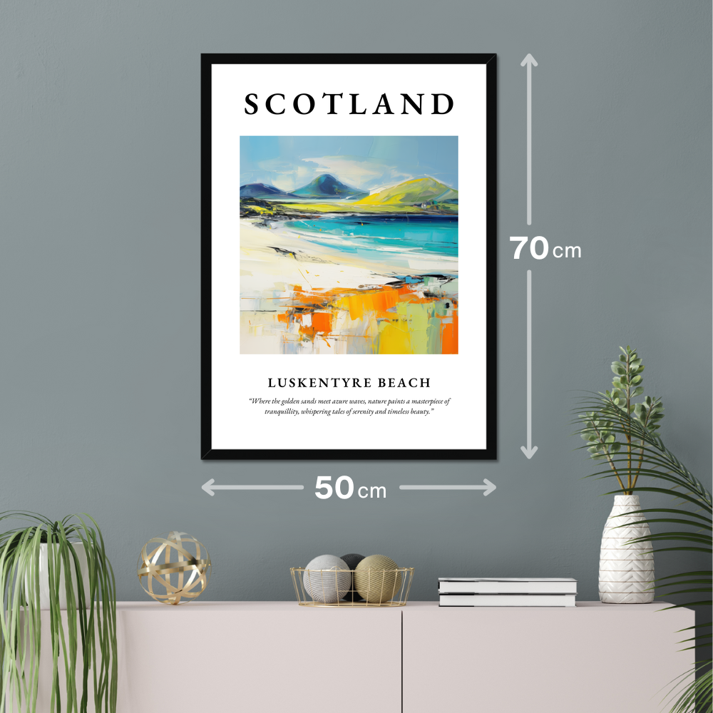 Poster of Luskentyre Beach hanging on a wall