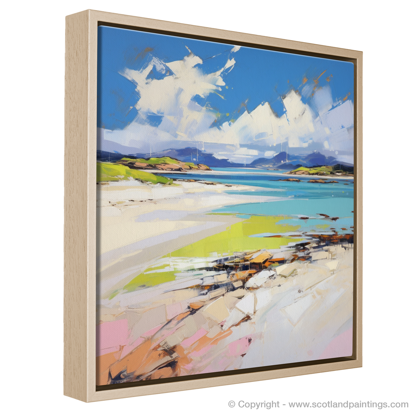 Painting and Art Print of Camusdarach Beach, Arisaig entitled "Contemporary Serenity: Camusdarach Beach Escape".