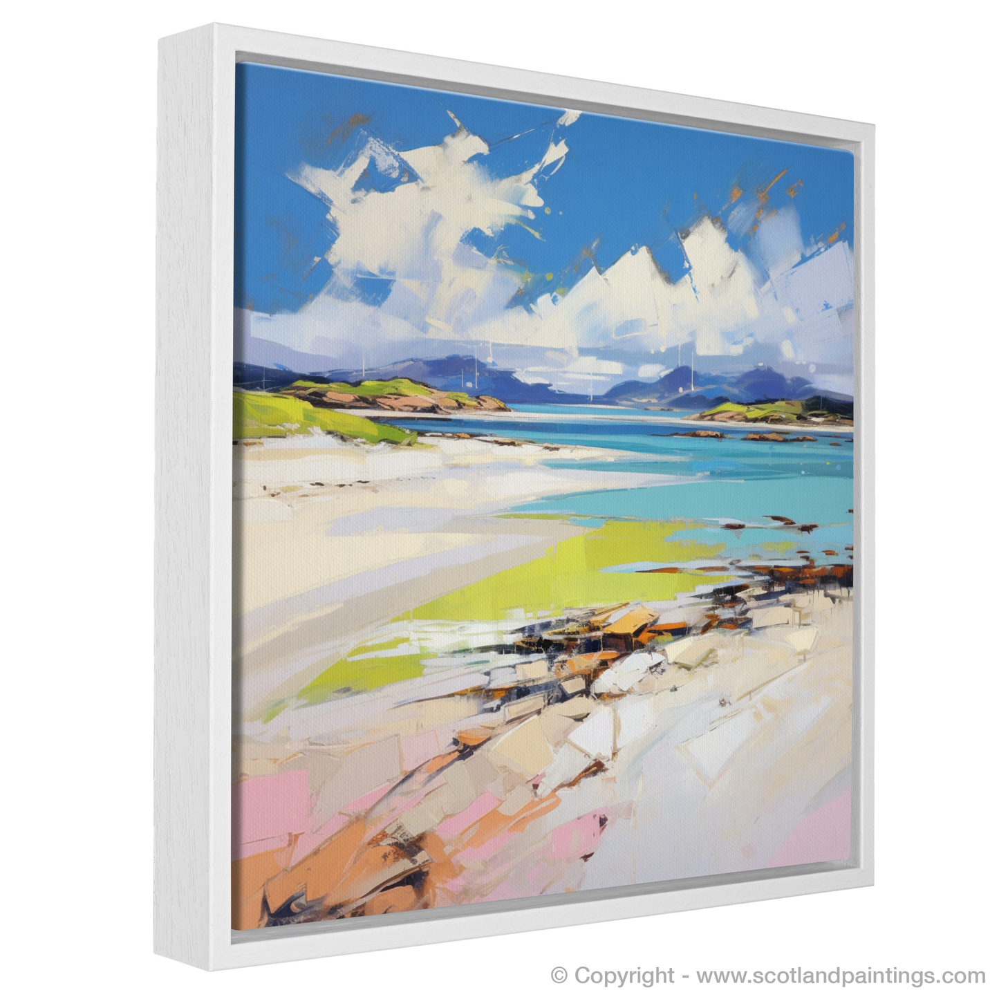 Painting and Art Print of Camusdarach Beach, Arisaig entitled "Contemporary Serenity: Camusdarach Beach Escape".