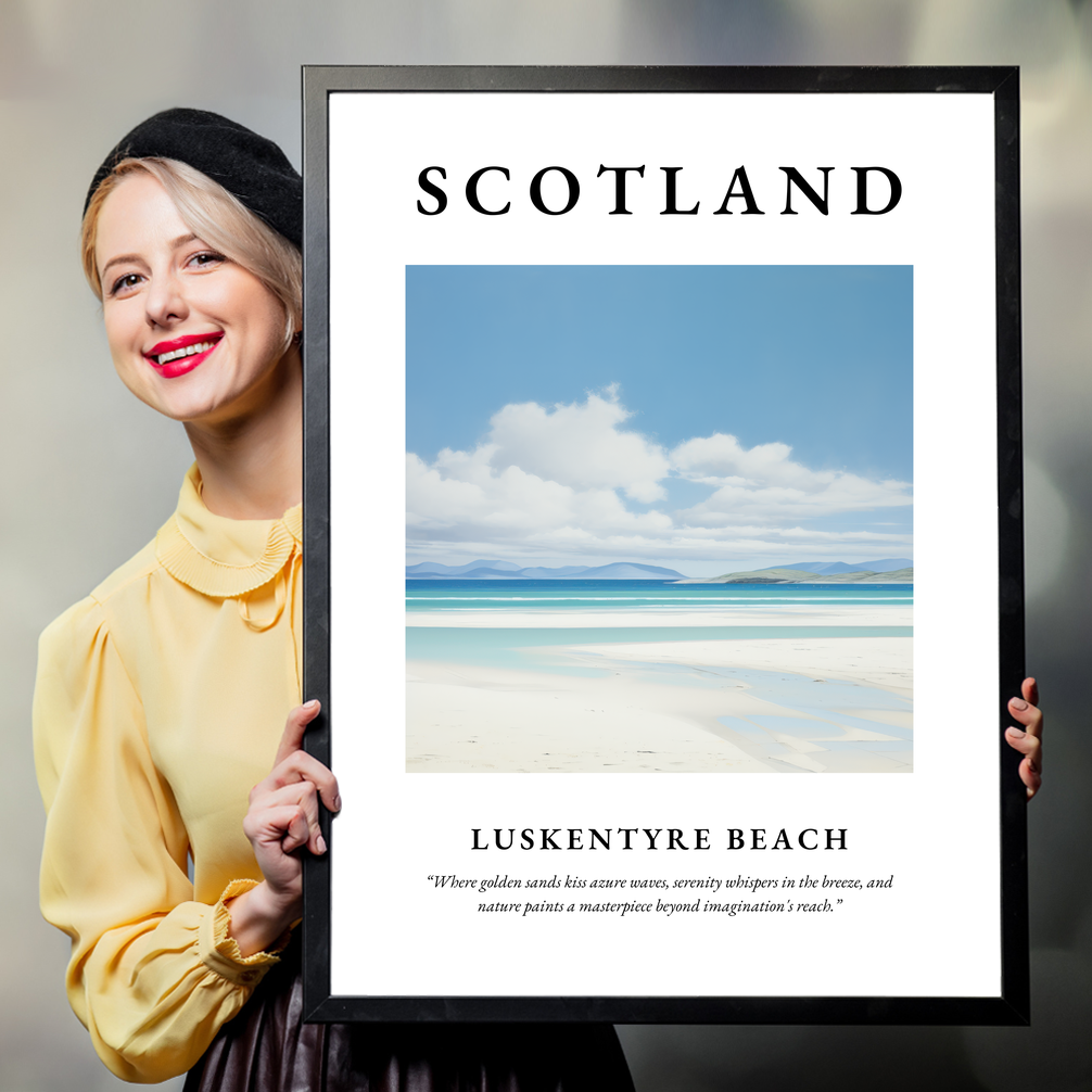 Person holding a poster of Luskentyre Beach