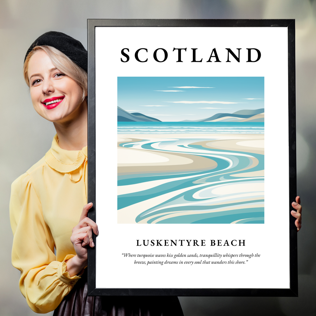 Person holding a poster of Luskentyre Beach