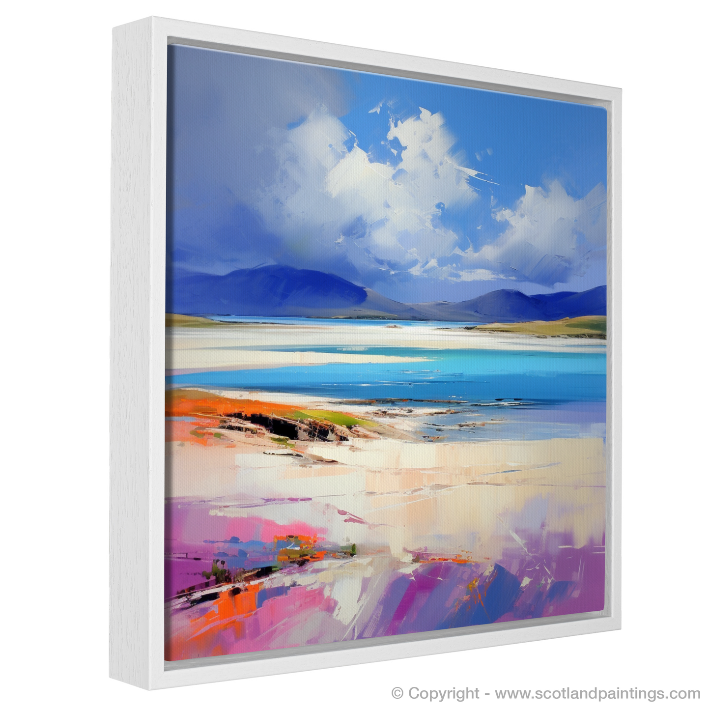 Painting and Art Print of Luskentyre Beach, Isle of Harris entitled "Luskentyre Beach Symphony: An Expressionist Ode to Scottish Shores".