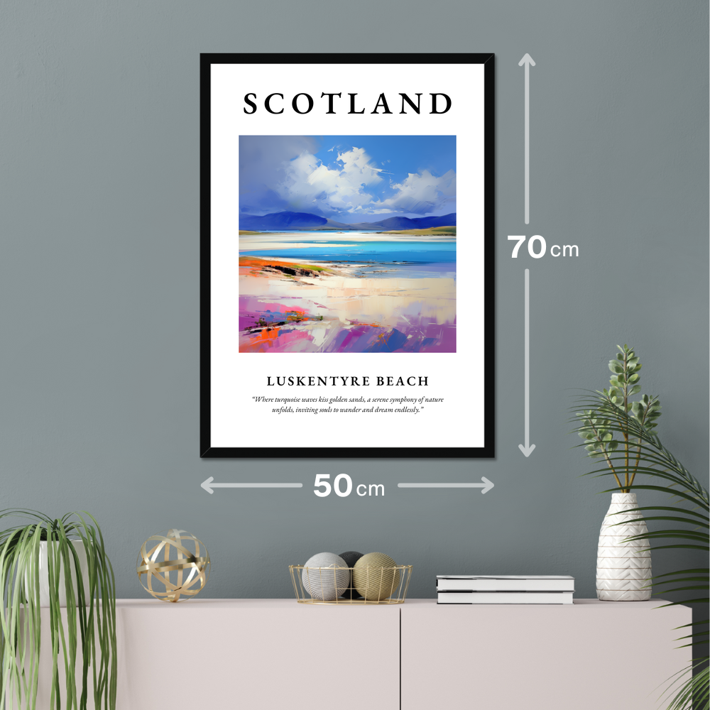 Poster of Luskentyre Beach hanging on a wall