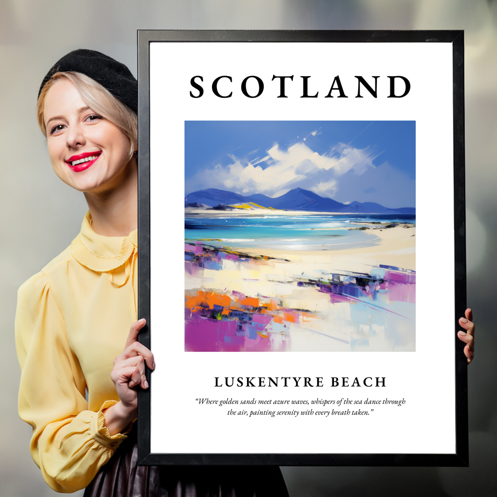 Person holding a poster of Luskentyre Beach