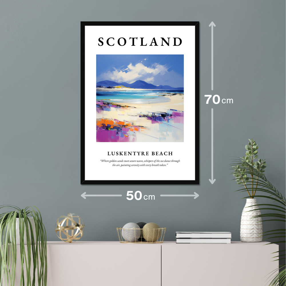 Poster of Luskentyre Beach hanging on a wall