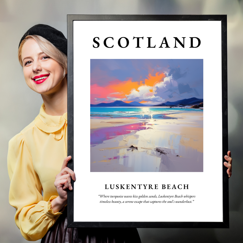 Person holding a poster of Luskentyre Beach