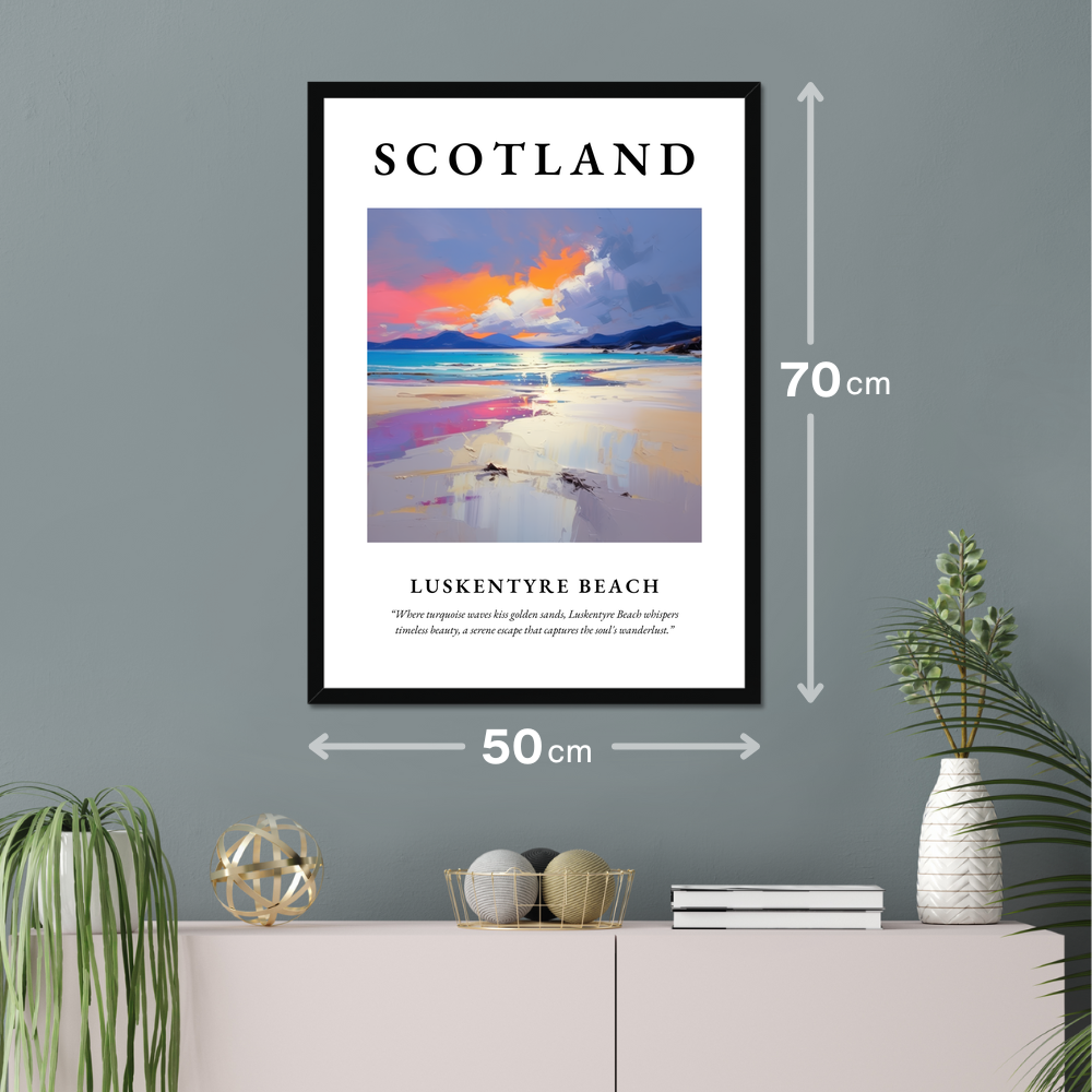 Poster of Luskentyre Beach hanging on a wall