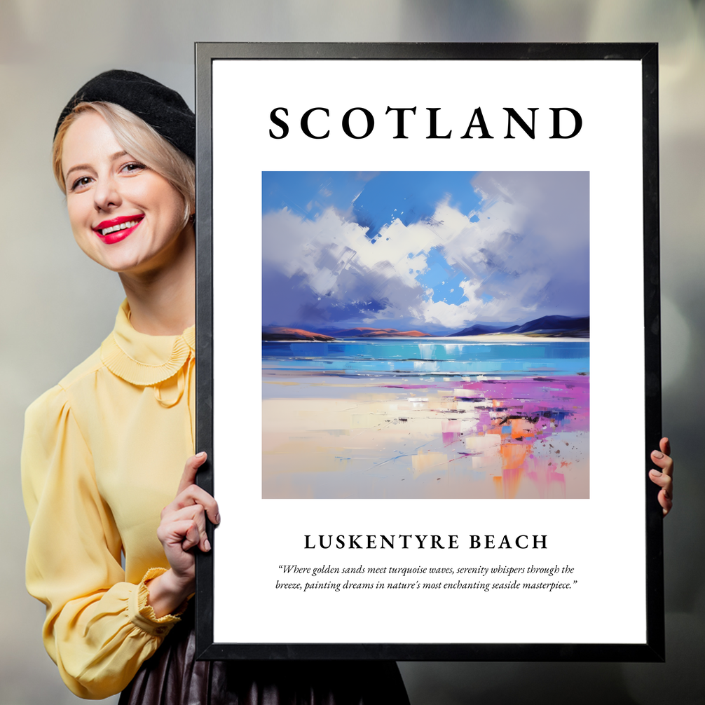 Person holding a poster of Luskentyre Beach