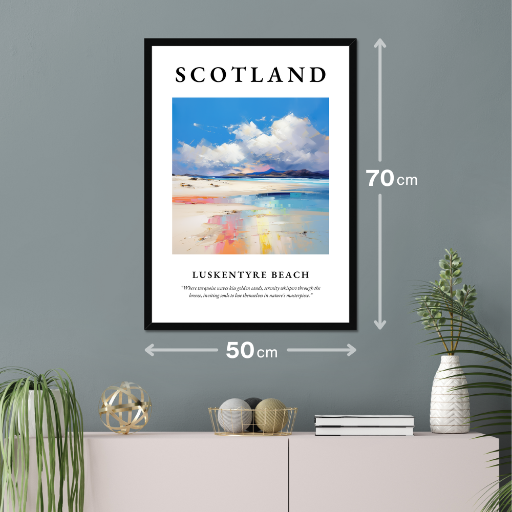 Poster of Luskentyre Beach hanging on a wall