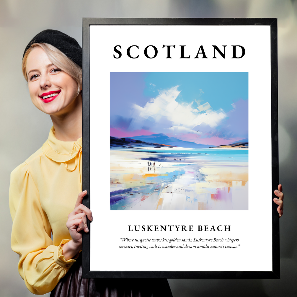 Person holding a poster of Luskentyre Beach