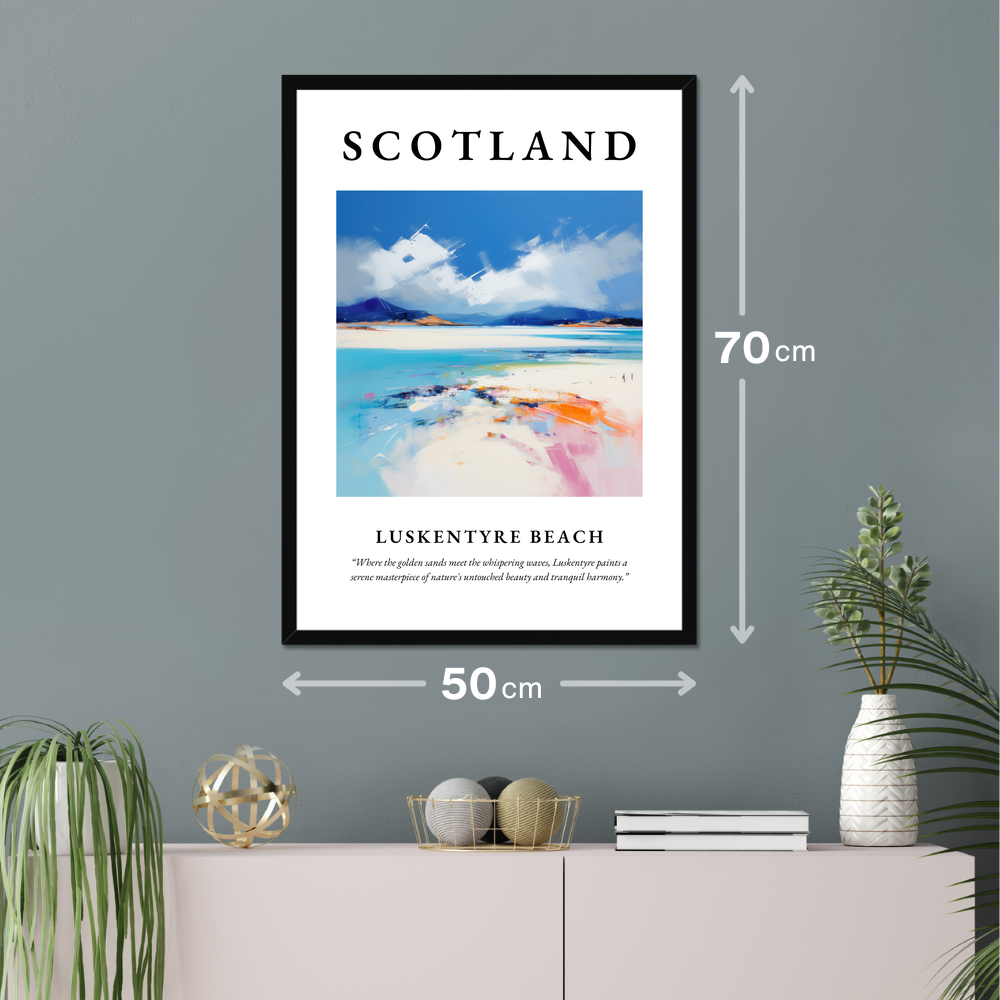 Poster of Luskentyre Beach hanging on a wall