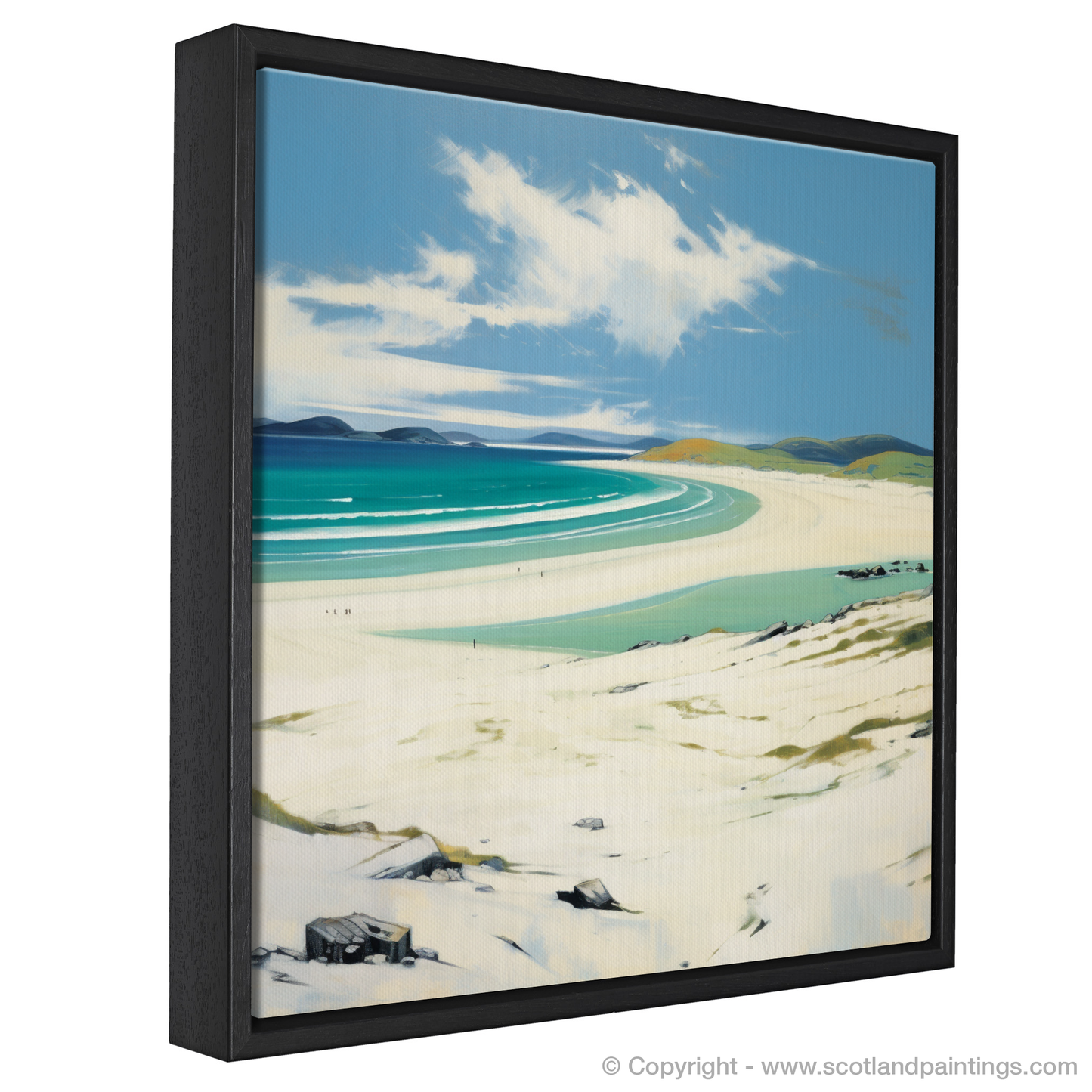 Painting and Art Print of Luskentyre Beach, Isle of Harris entitled "Sweeping Sands and Turquoise Waters: Luskentyre Beach Unveiled".