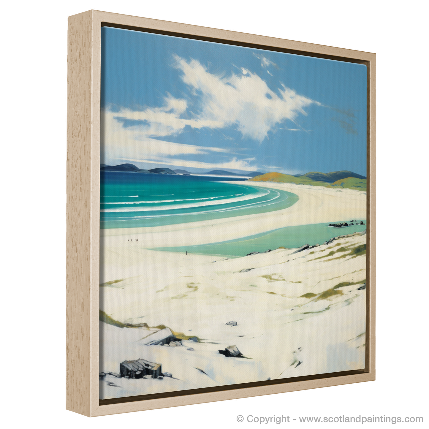 Painting and Art Print of Luskentyre Beach, Isle of Harris entitled "Sweeping Sands and Turquoise Waters: Luskentyre Beach Unveiled".