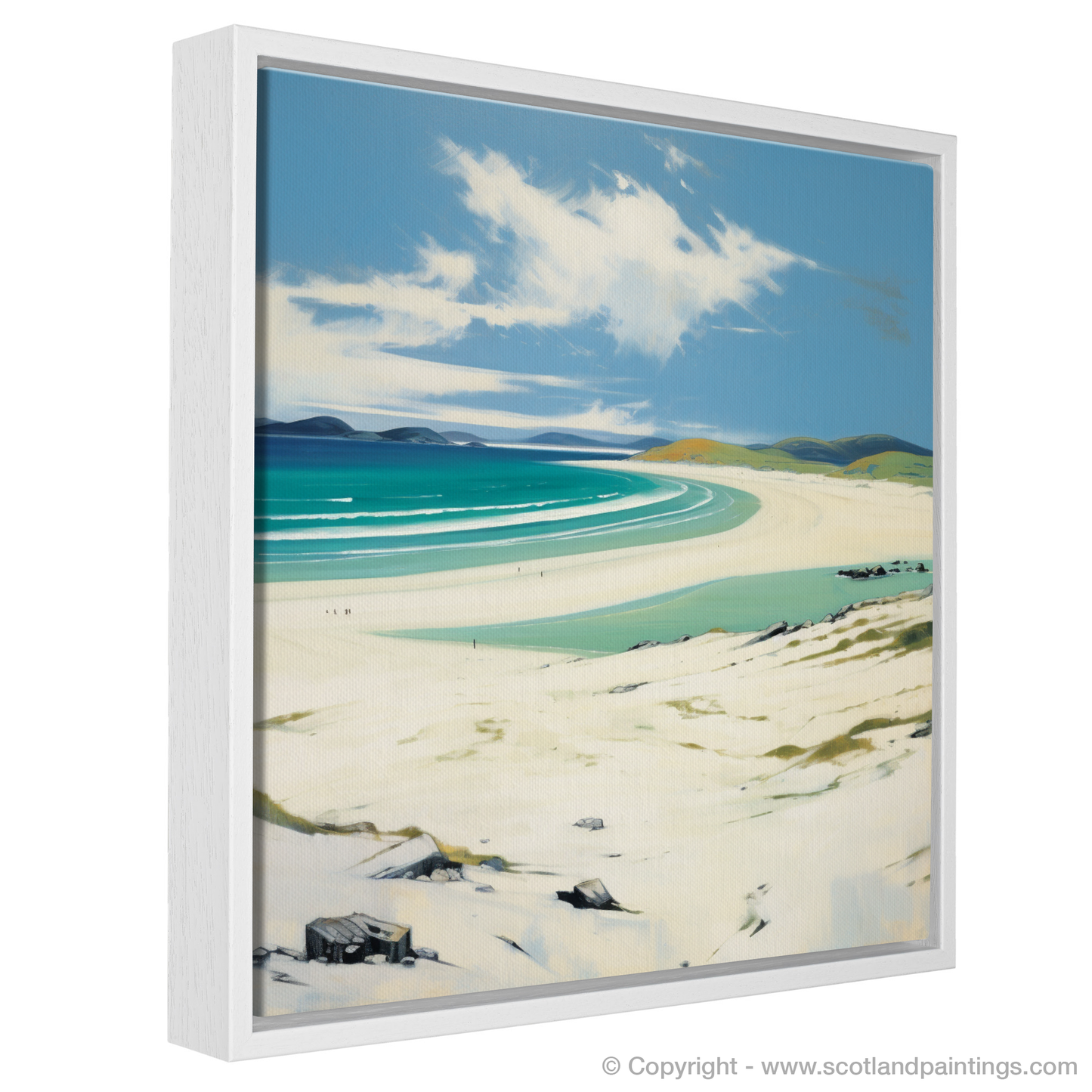 Painting and Art Print of Luskentyre Beach, Isle of Harris entitled "Sweeping Sands and Turquoise Waters: Luskentyre Beach Unveiled".