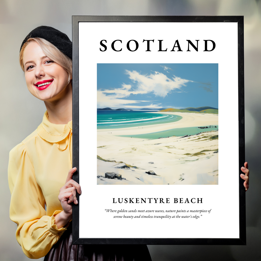 Person holding a poster of Luskentyre Beach