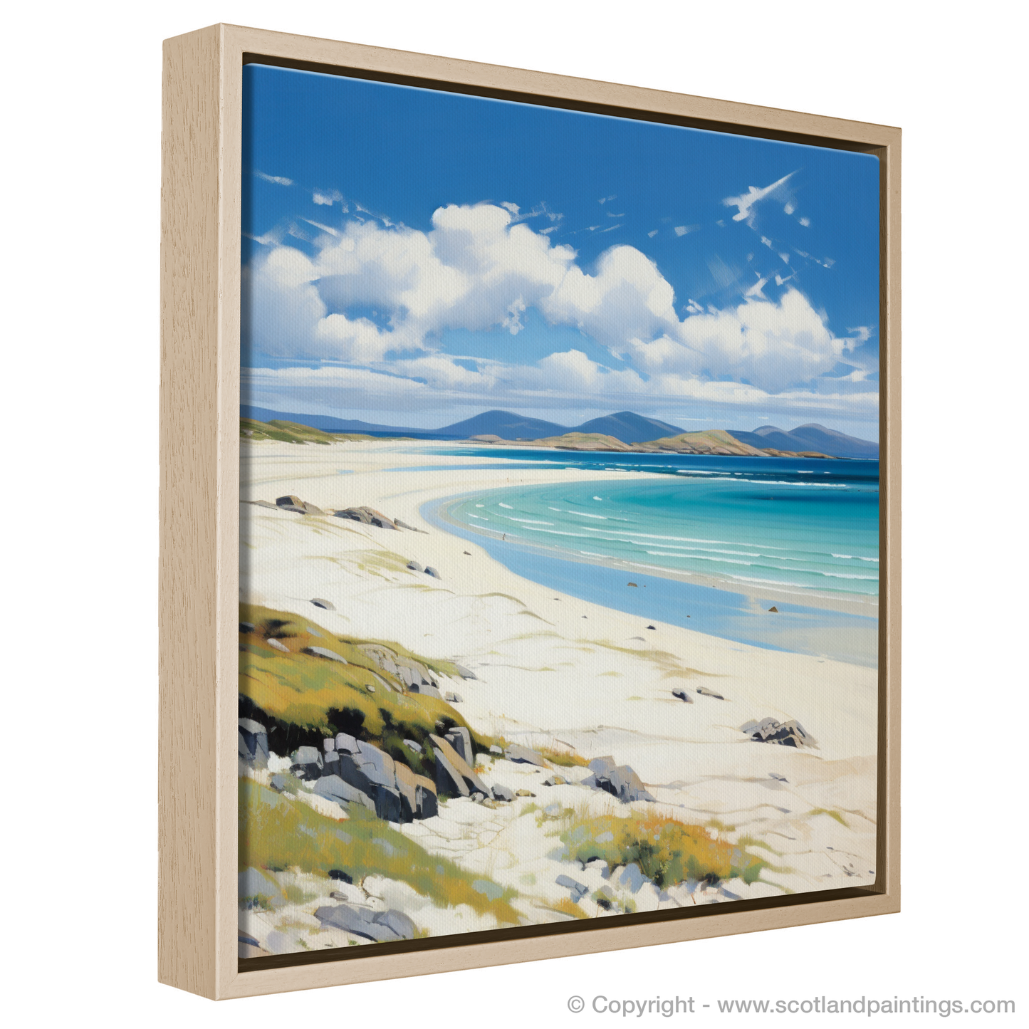 Painting and Art Print of Luskentyre Beach, Isle of Harris entitled "Serene Shores of Luskentyre: A Scottish Beach Elegy".