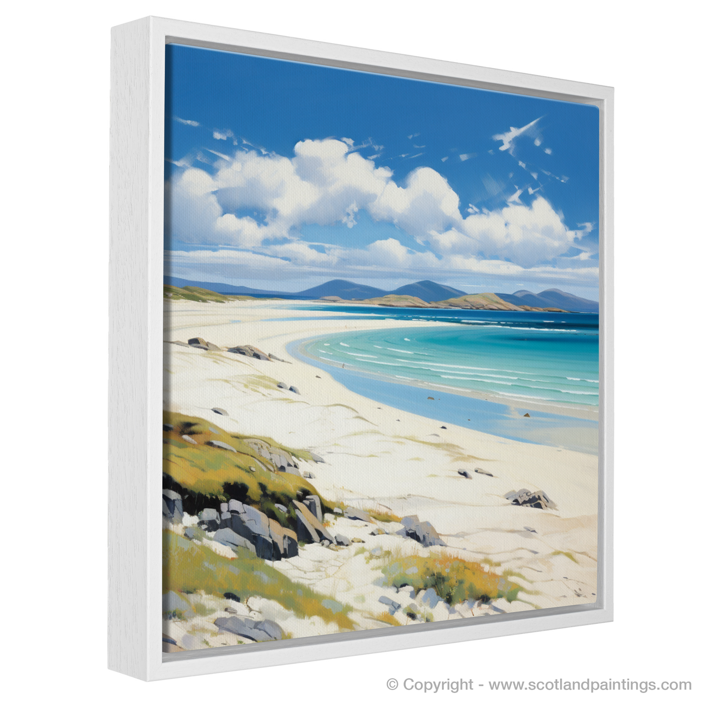 Painting and Art Print of Luskentyre Beach, Isle of Harris entitled "Serene Shores of Luskentyre: A Scottish Beach Elegy".