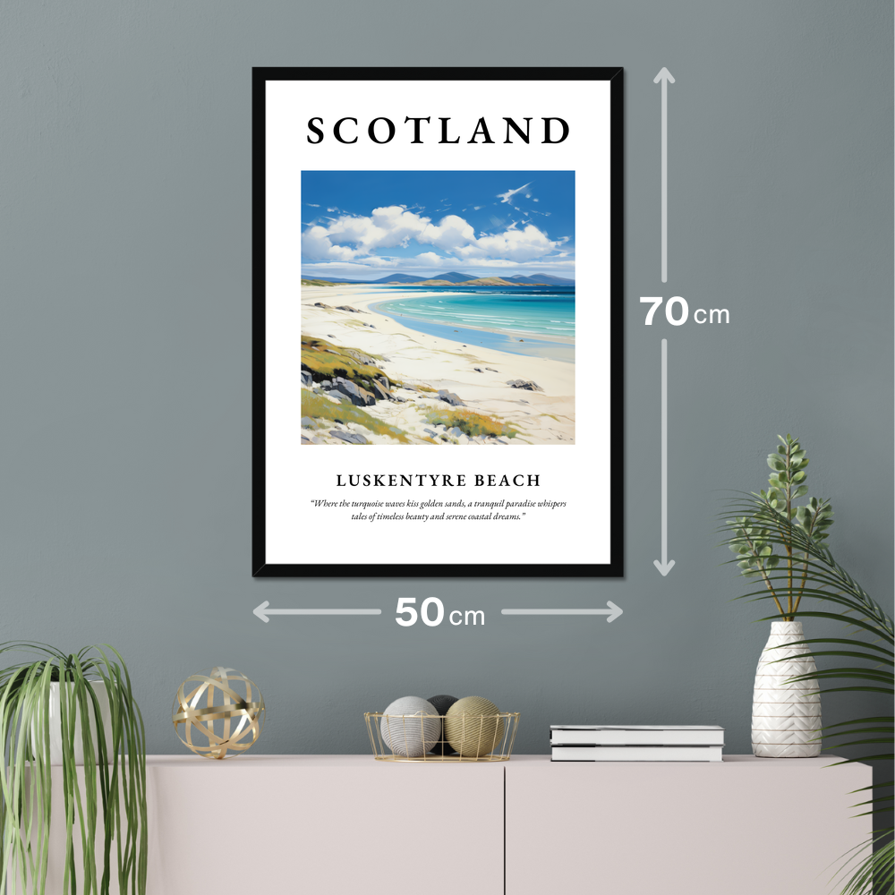 Poster of Luskentyre Beach hanging on a wall