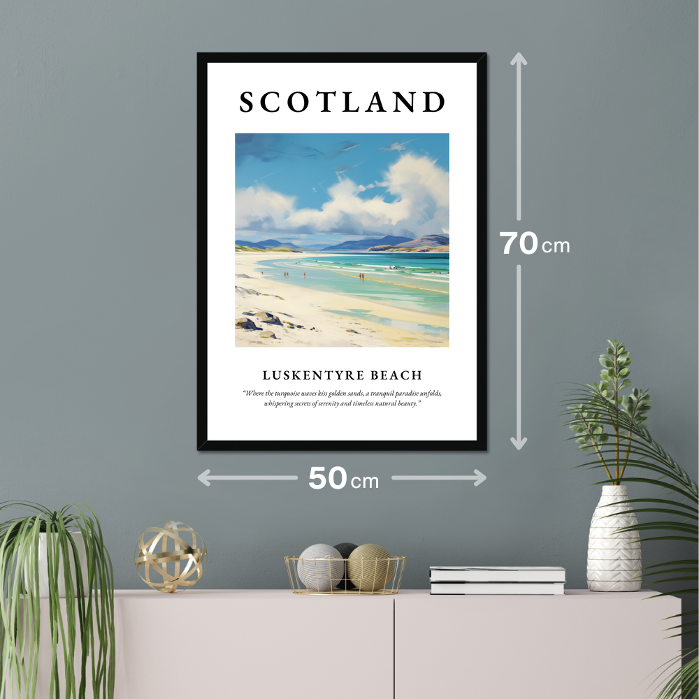 Poster of Luskentyre Beach hanging on a wall