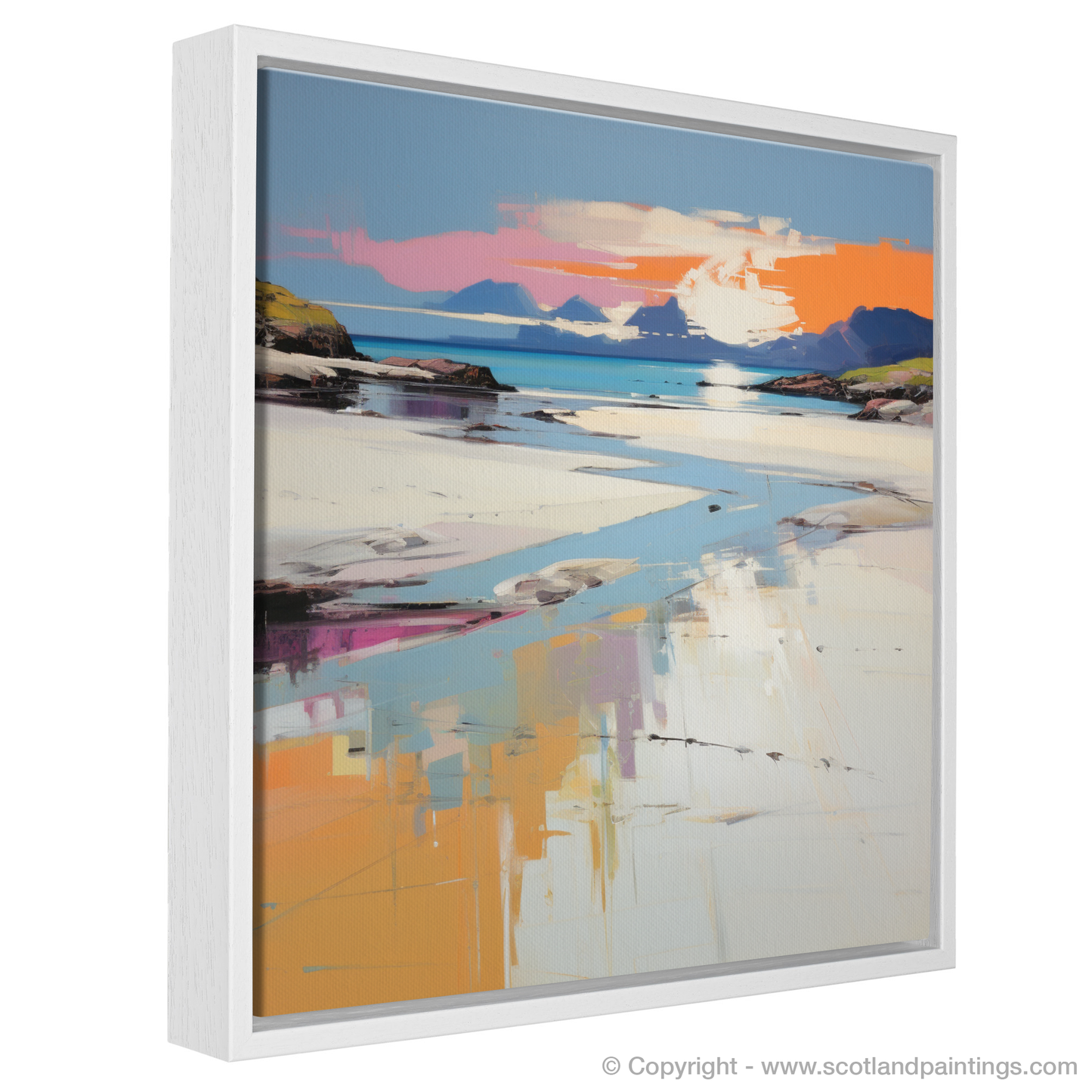 Painting and Art Print of Camusdarach Beach, Arisaig entitled "Camusdarach Beach Serenade: A Contemporary Homage to Scottish Shores".