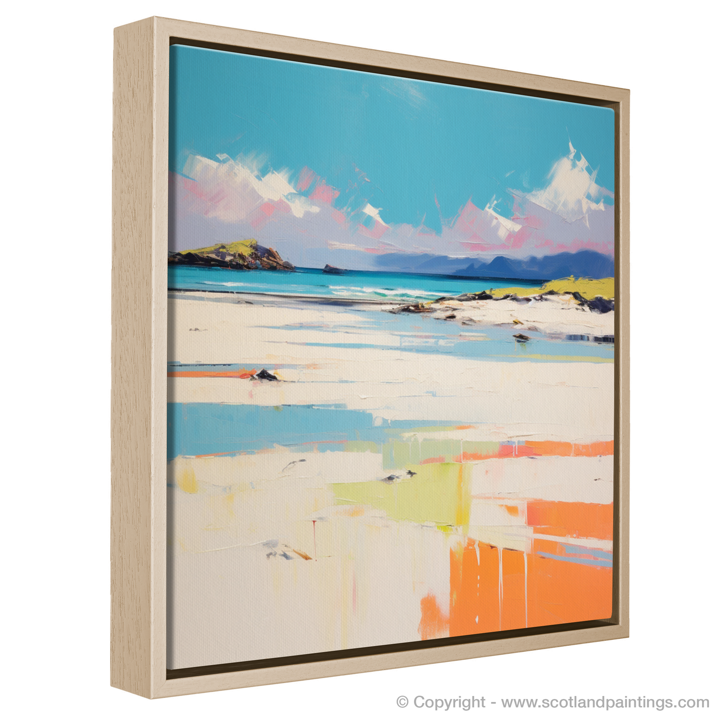 Painting and Art Print of Camusdarach Beach, Arisaig entitled "Camusdarach Beach: A Contemporary Ode to Scotland's Seaside Splendour".