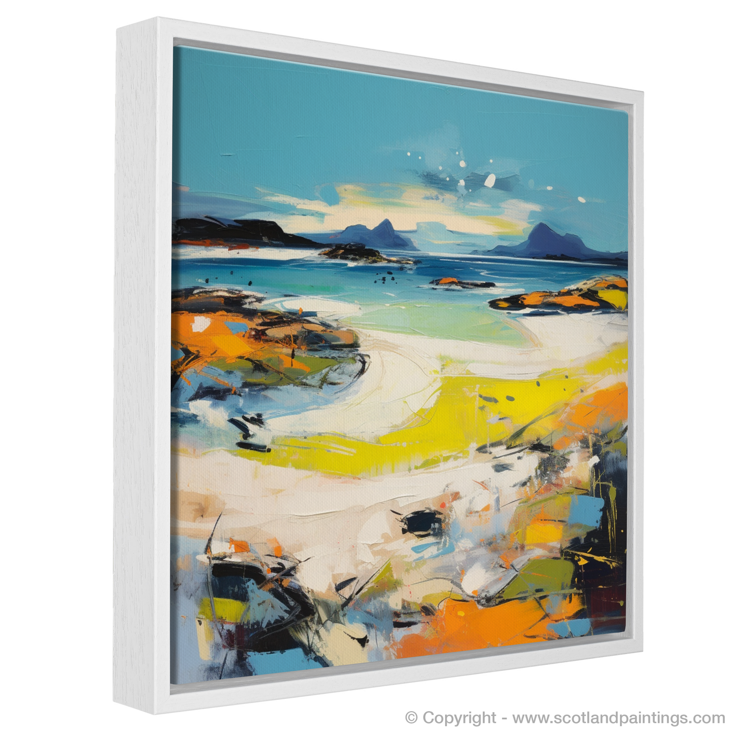 Painting and Art Print of Camusdarach Beach, Arisaig entitled "Camusdarach Beach Abstract: A Scottish Coastal Symphony".