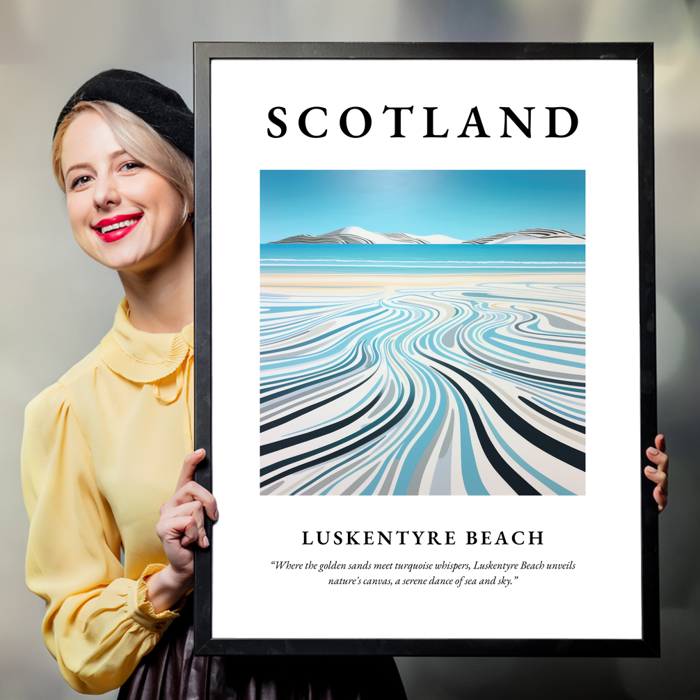 Person holding a poster of Luskentyre Beach