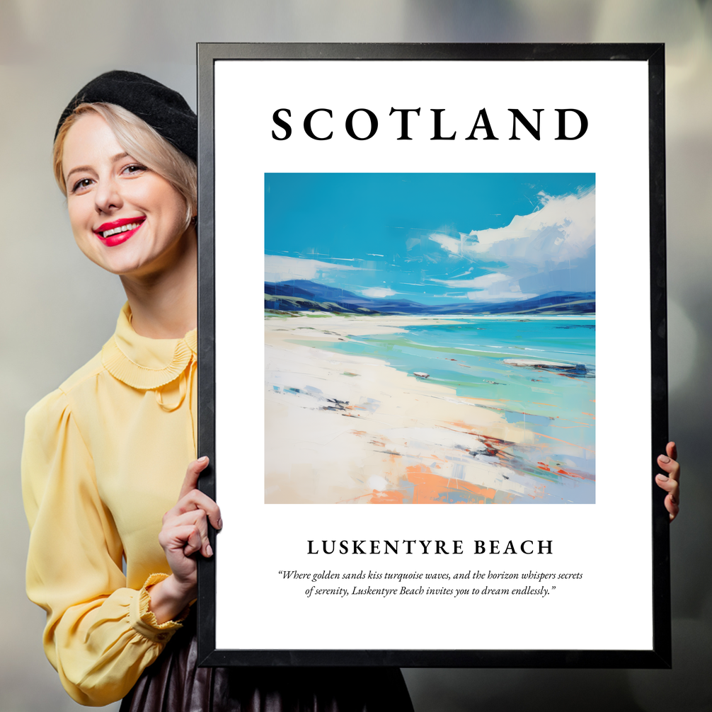 Person holding a poster of Luskentyre Beach