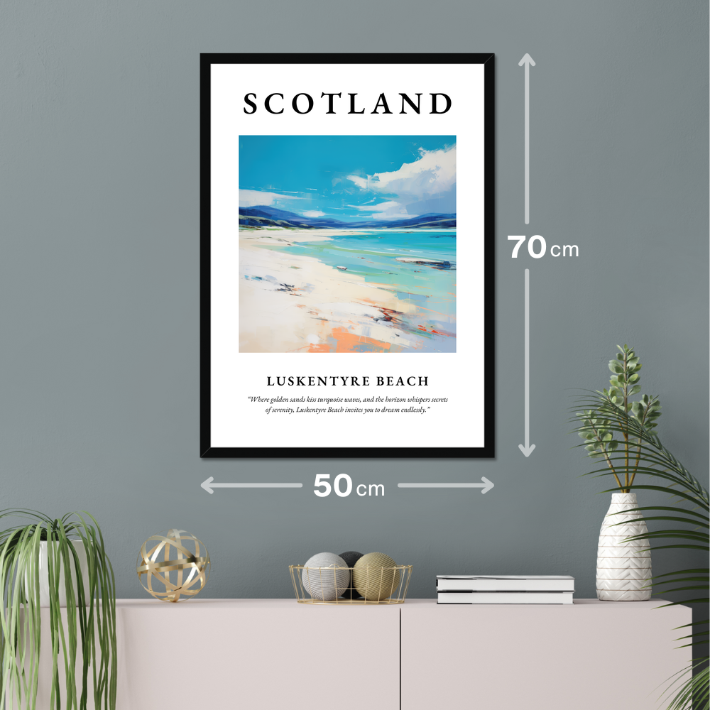 Poster of Luskentyre Beach hanging on a wall