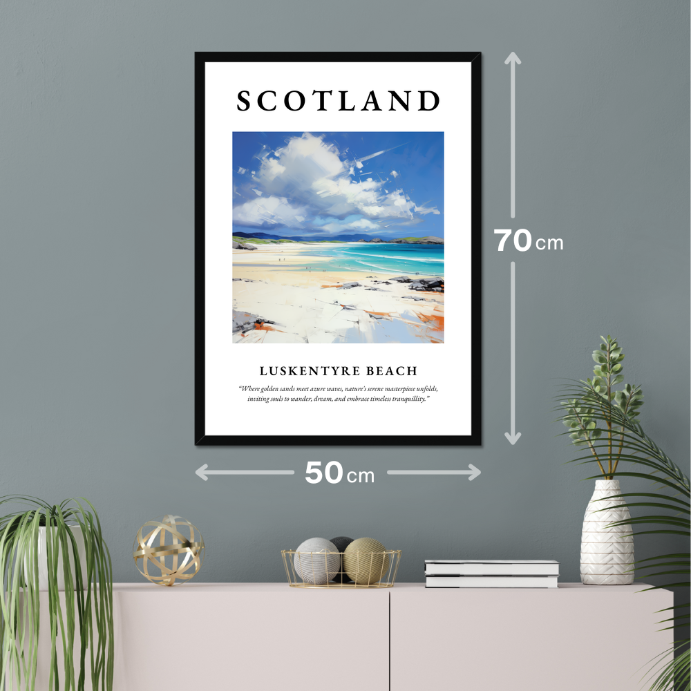 Poster of Luskentyre Beach hanging on a wall