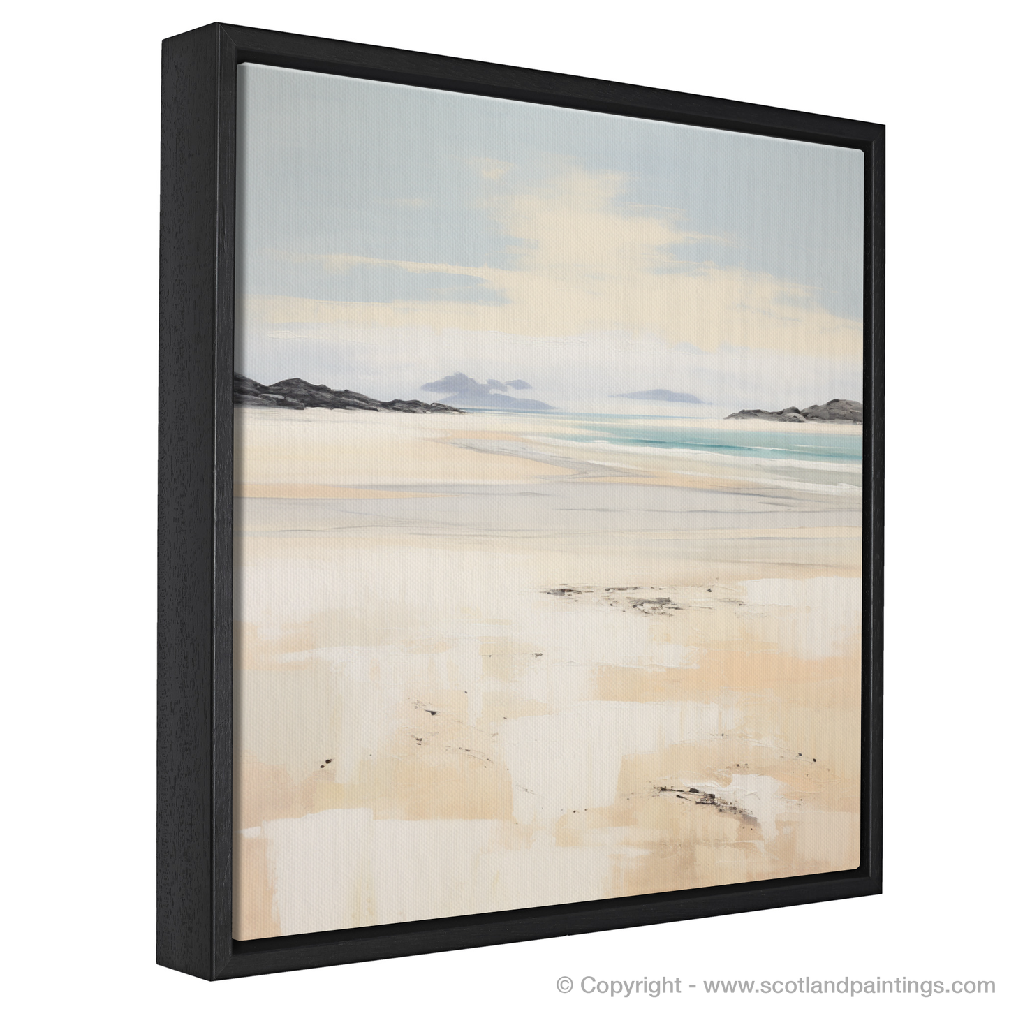 Painting and Art Print of Camusdarach Beach, Arisaig entitled "Minimalist Serenity: The Camusdarach Beach Essence".