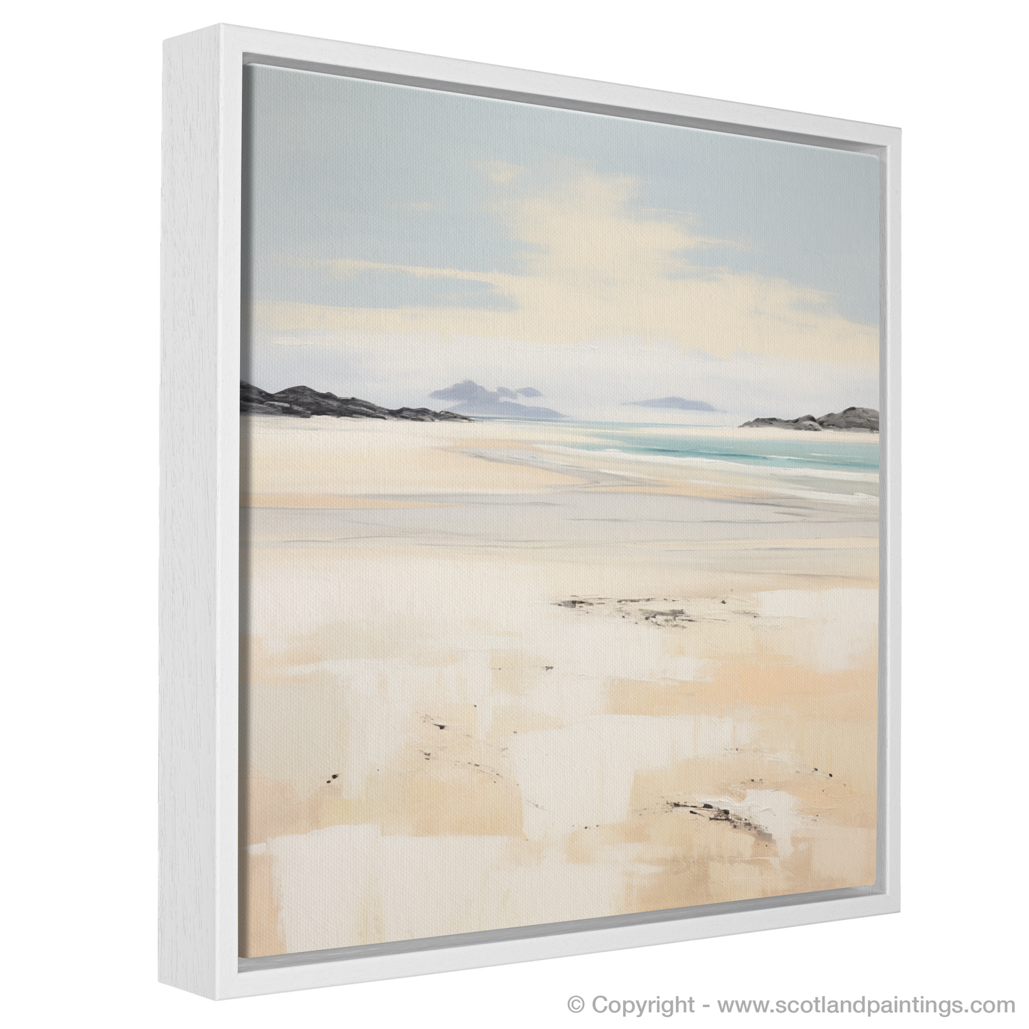 Painting and Art Print of Camusdarach Beach, Arisaig entitled "Minimalist Serenity: The Camusdarach Beach Essence".