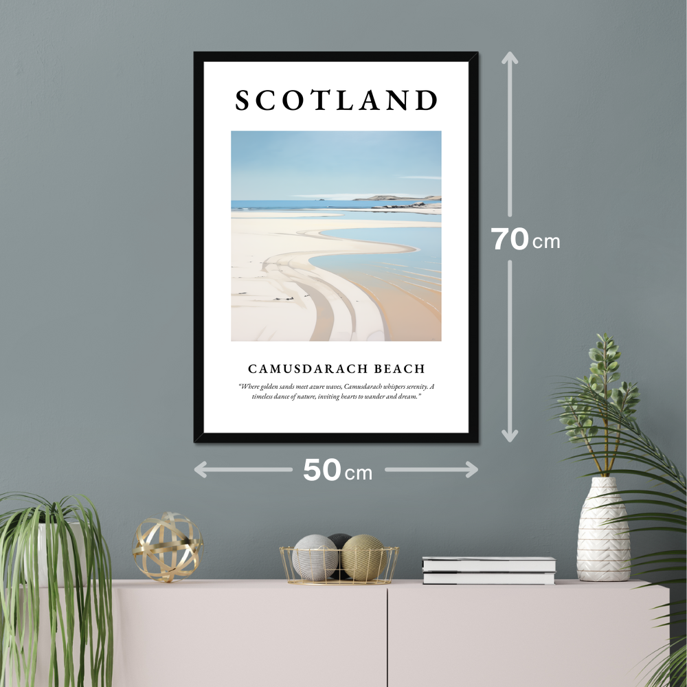 Poster of Camusdarach Beach hanging on a wall