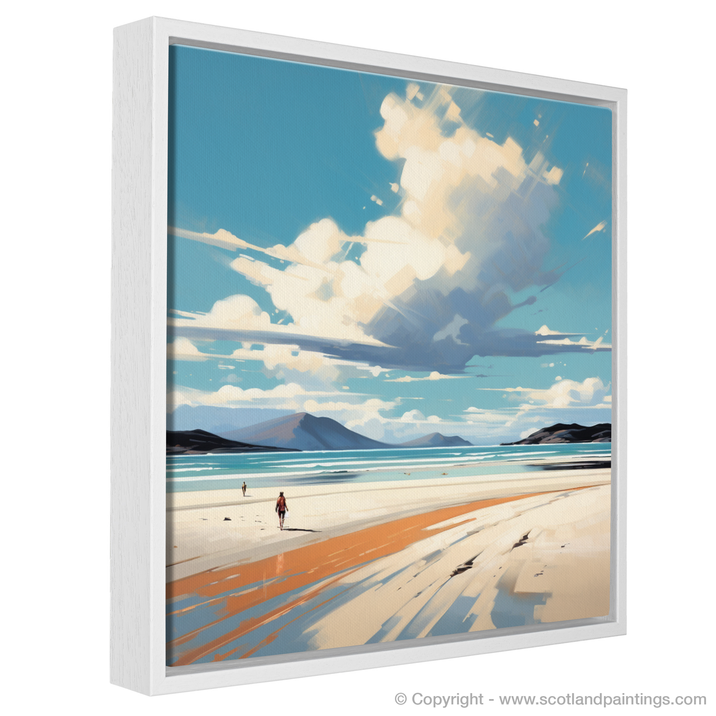 Painting and Art Print of Luskentyre Beach, Isle of Harris entitled "Capturing Luskentyre: The Dance of Light and Sand on Harris Isle".