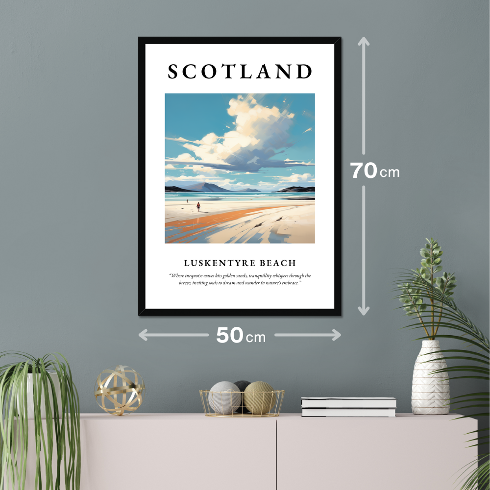 Poster of Luskentyre Beach hanging on a wall