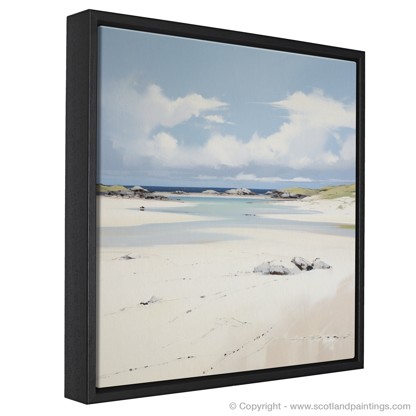 Painting and Art Print of Camusdarach Beach, Arisaig entitled "Tranquil Shores of Camusdarach Beach".