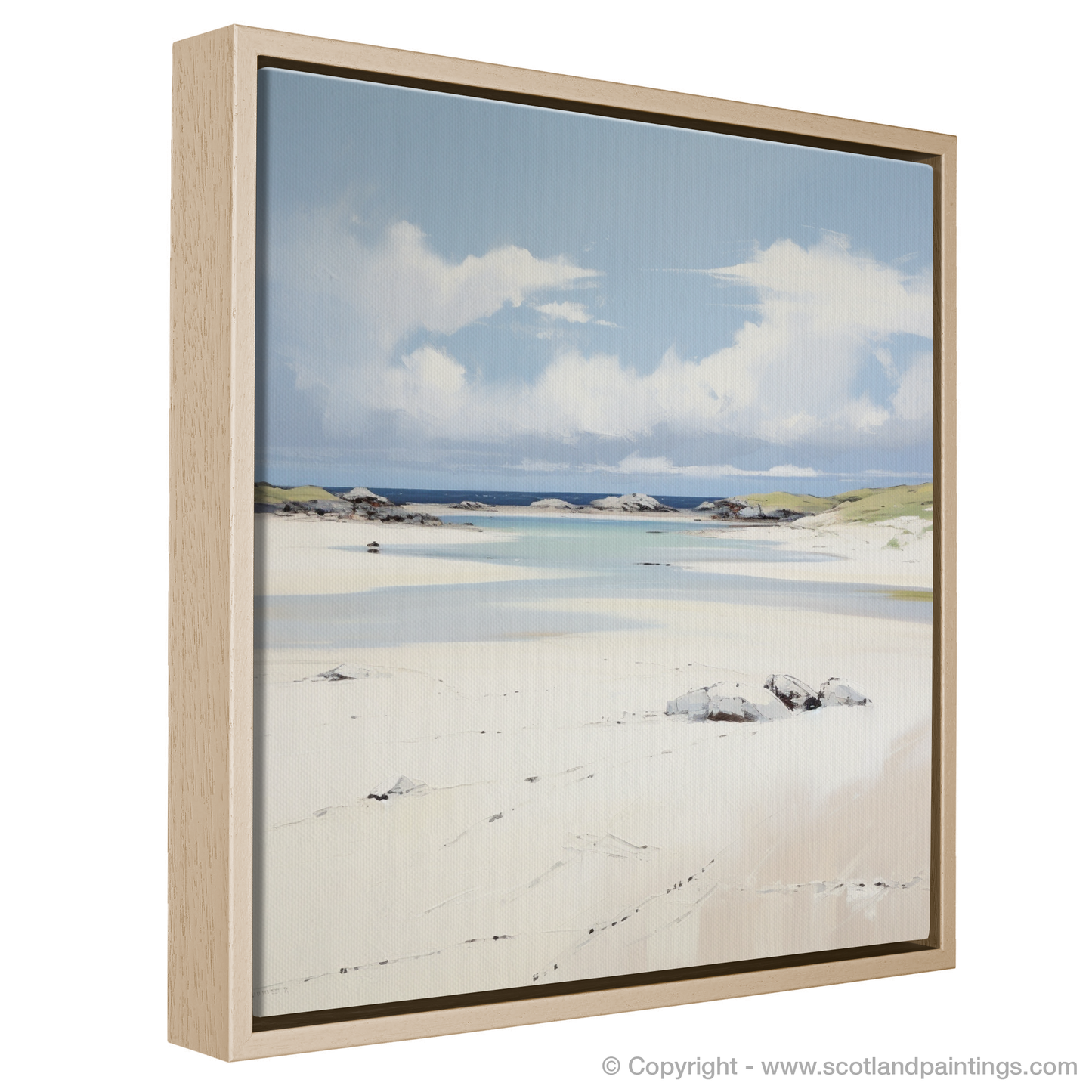 Painting and Art Print of Camusdarach Beach, Arisaig entitled "Tranquil Shores of Camusdarach Beach".