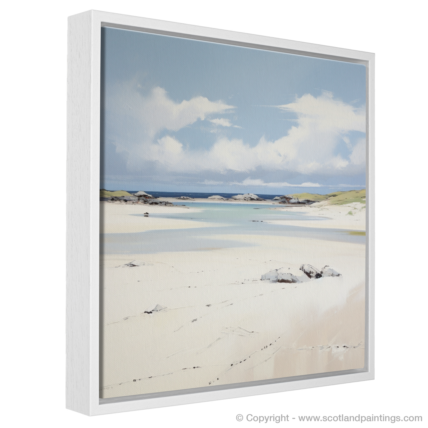 Painting and Art Print of Camusdarach Beach, Arisaig entitled "Tranquil Shores of Camusdarach Beach".