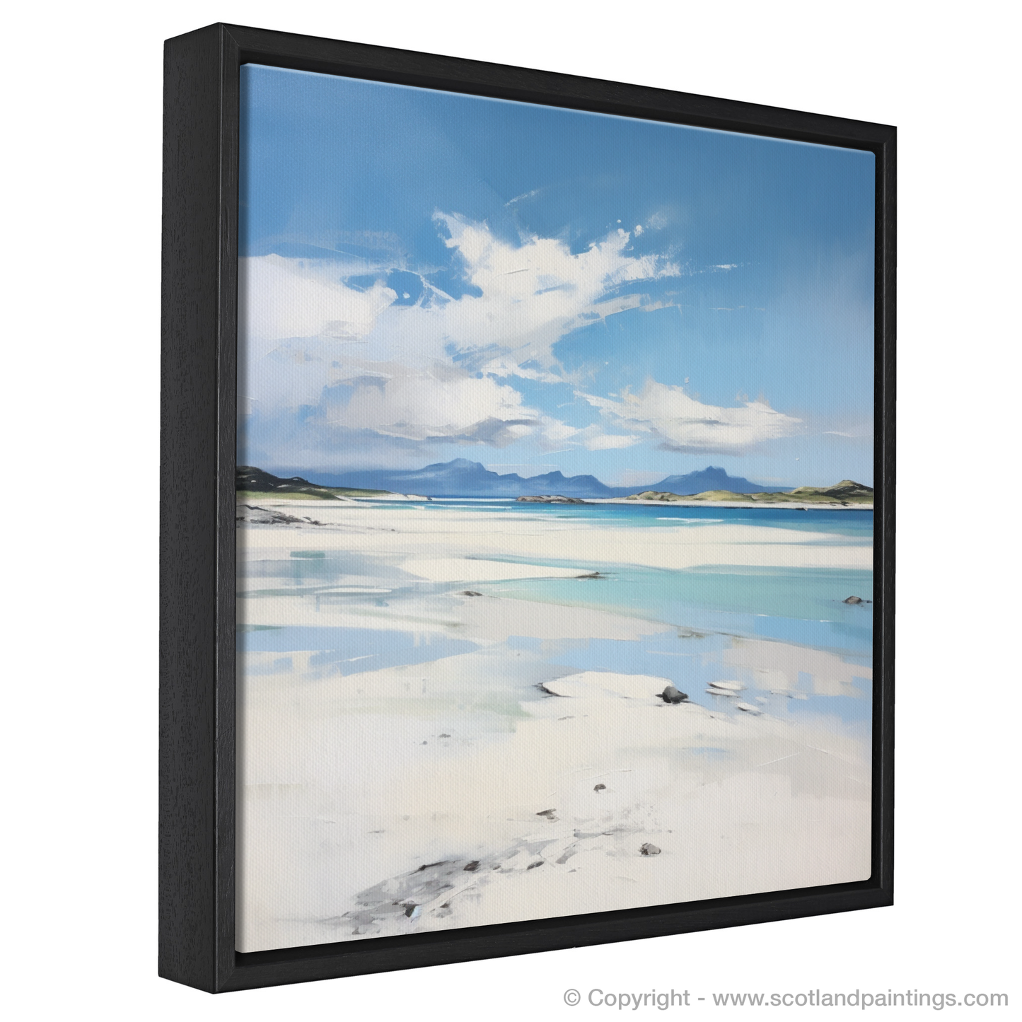 Painting and Art Print of Camusdarach Beach, Arisaig entitled "Serenity of Camusdarach Beach: A Scottish Coastal Gem".
