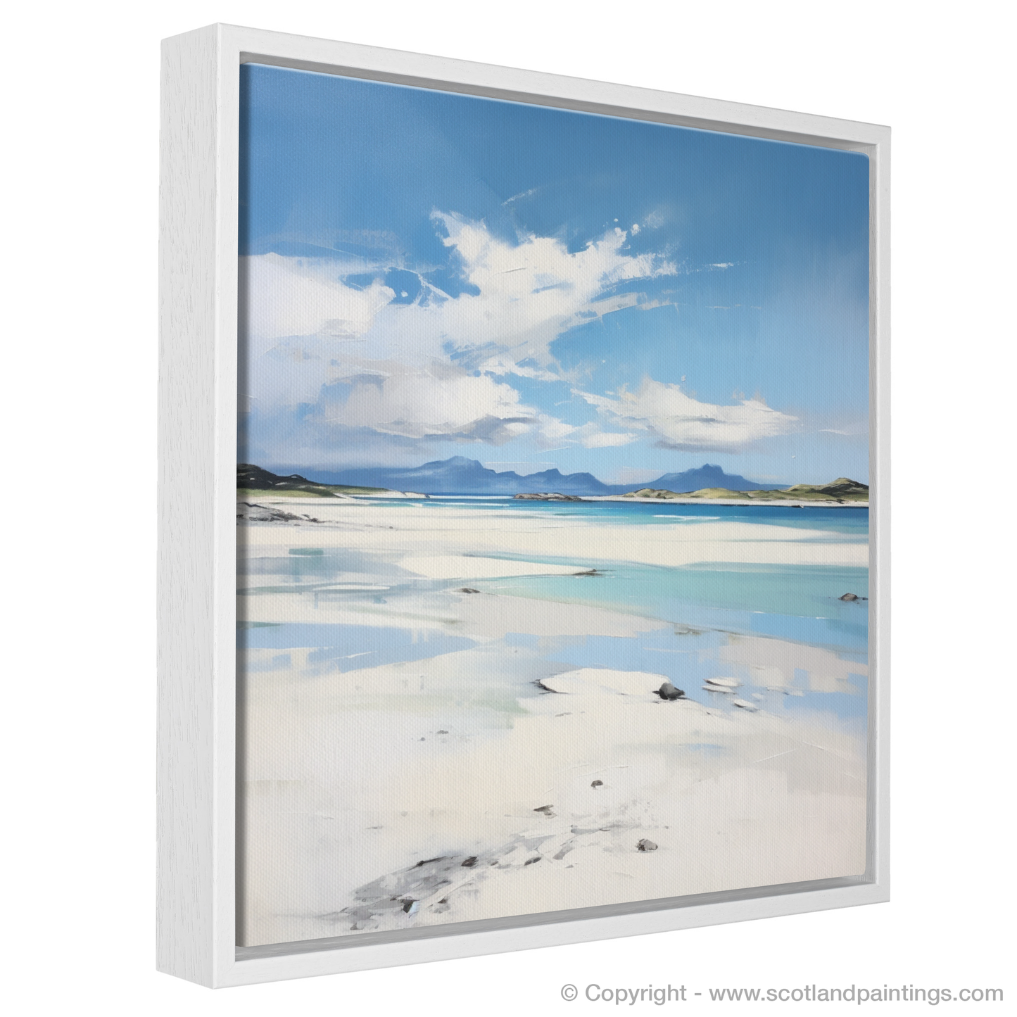 Painting and Art Print of Camusdarach Beach, Arisaig entitled "Serenity of Camusdarach Beach: A Scottish Coastal Gem".