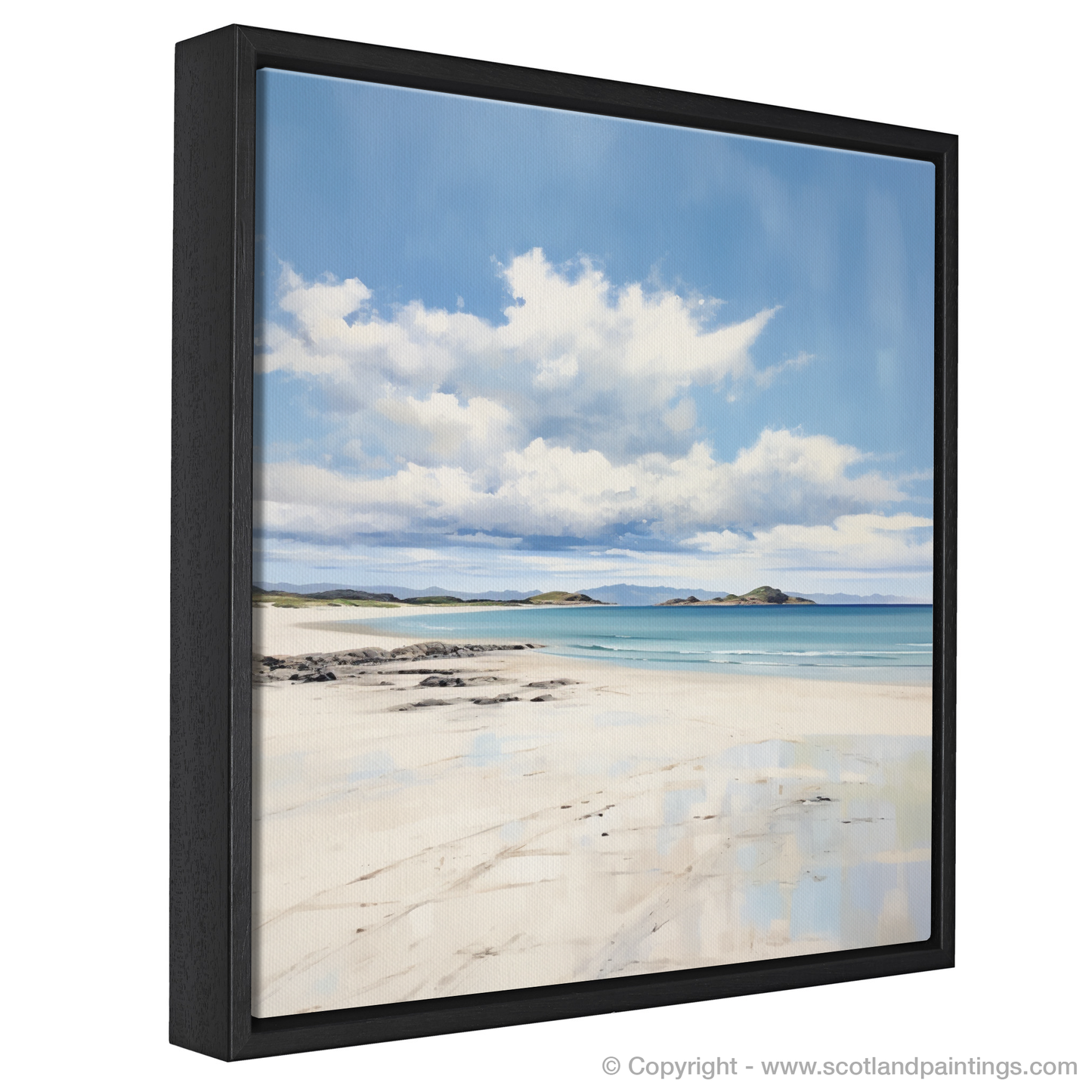 Painting and Art Print of Camusdarach Beach, Arisaig entitled "Azure Serenity: A Minimalist Ode to Camusdarach Beach".