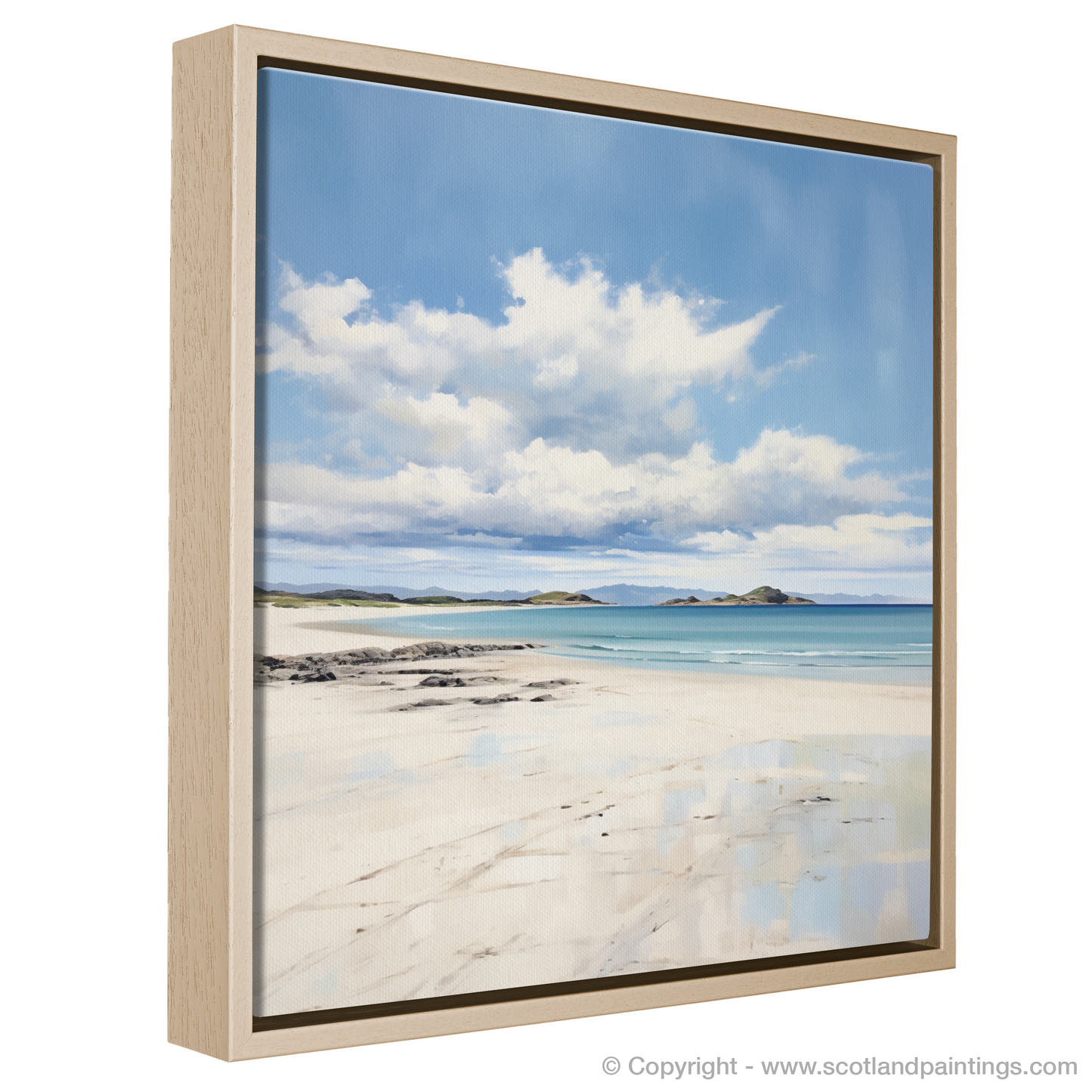 Painting and Art Print of Camusdarach Beach, Arisaig entitled "Azure Serenity: A Minimalist Ode to Camusdarach Beach".