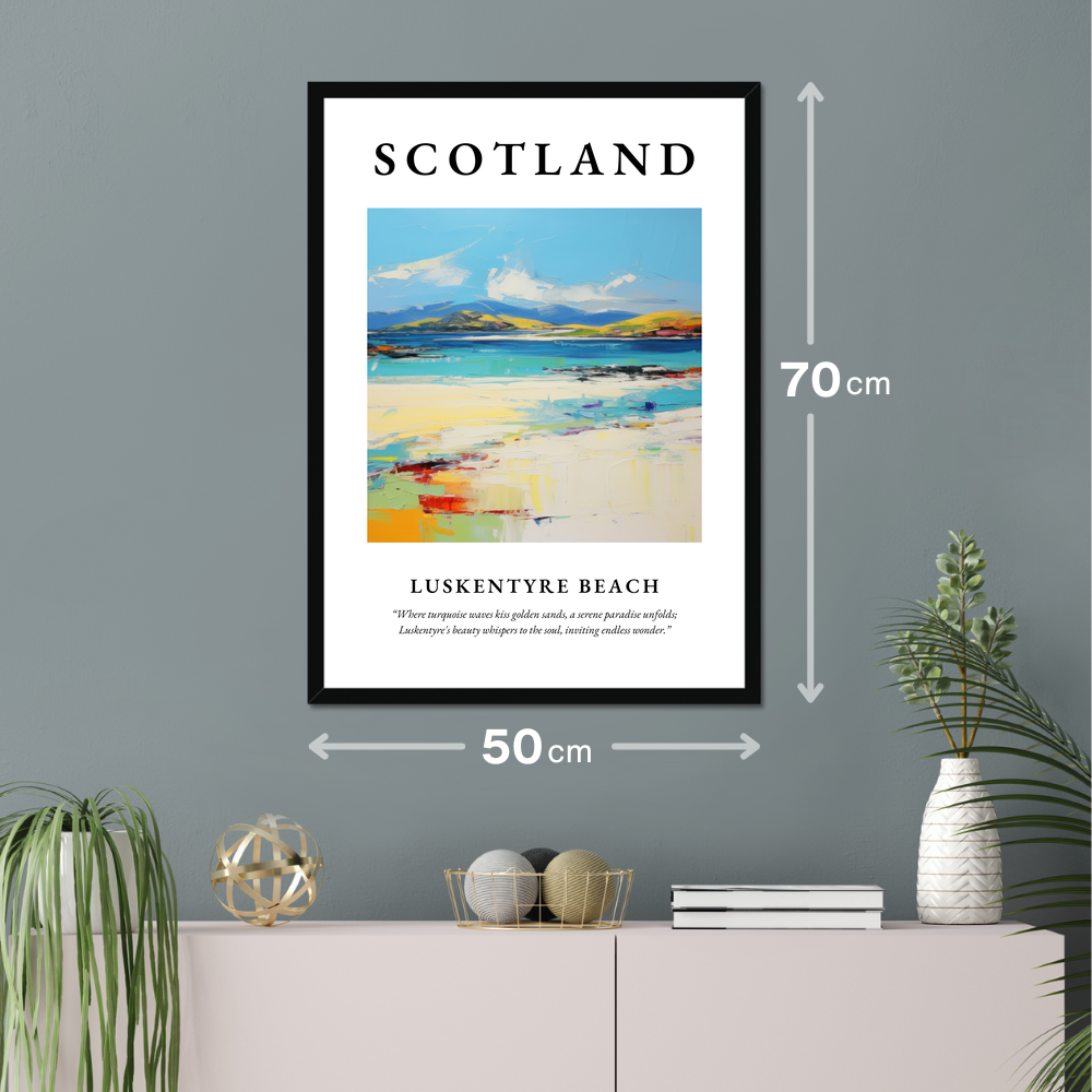 Poster of Luskentyre Beach hanging on a wall