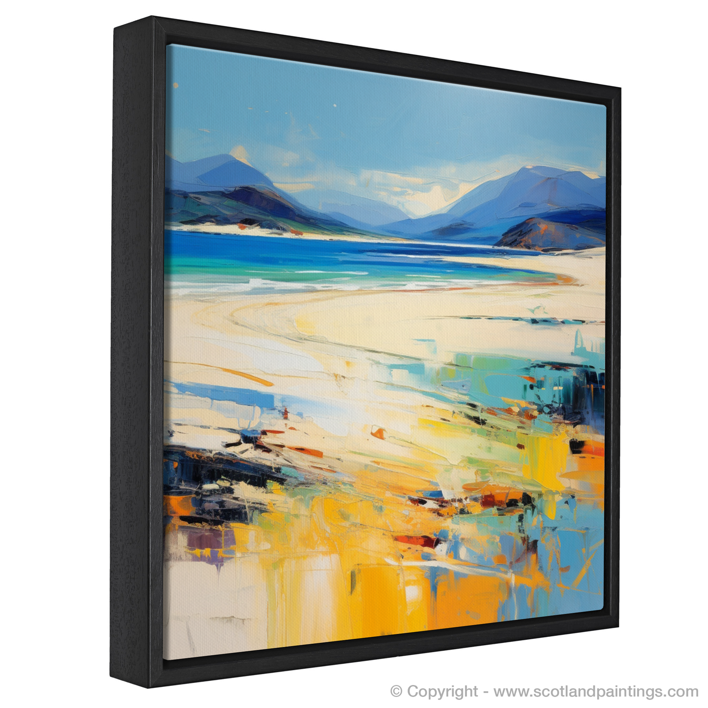 Painting and Art Print of Luskentyre Beach, Isle of Harris entitled "Luskentyre Sands: An Abstract Expression of Scottish Coastal Beauty".