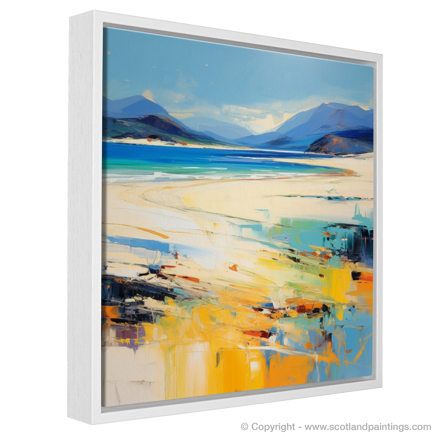 Painting and Art Print of Luskentyre Beach, Isle of Harris entitled "Luskentyre Sands: An Abstract Expression of Scottish Coastal Beauty".